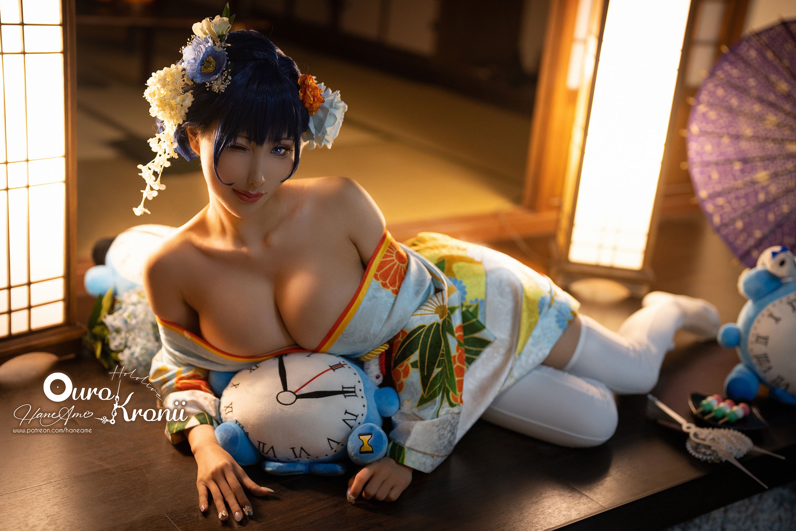 [福利COS] Hane Ame 雨波写真 - Hololive Kronii 時間 Kimono