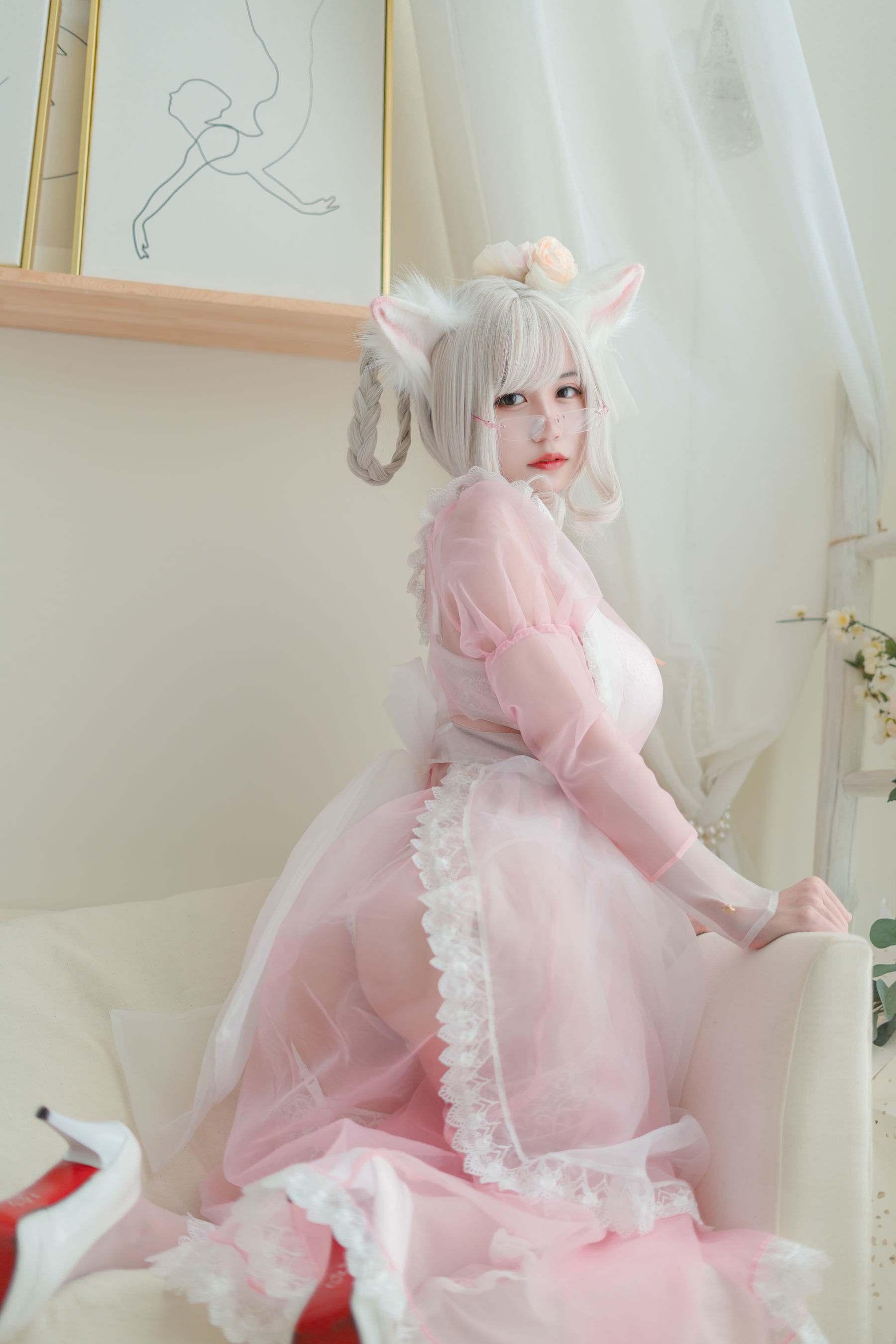 [网红COSER] 动漫博主小仓千代w - 透明粉色女仆