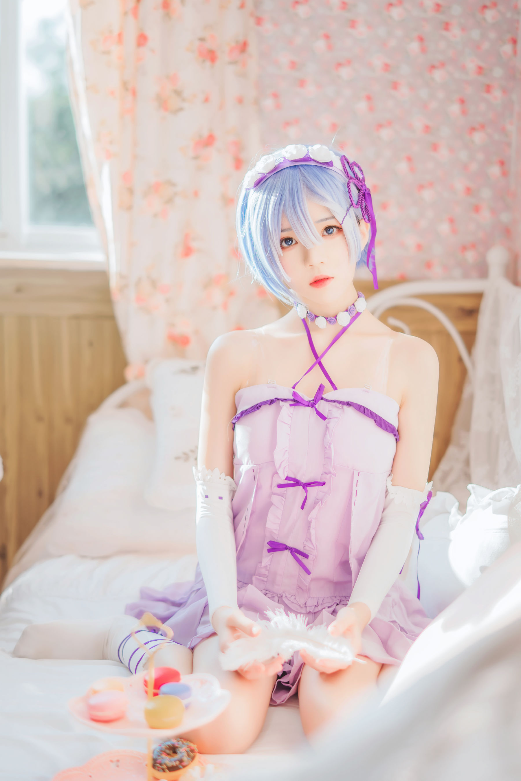 [Cosplay写真] 桜桃喵 - 蕾姆小睡裙