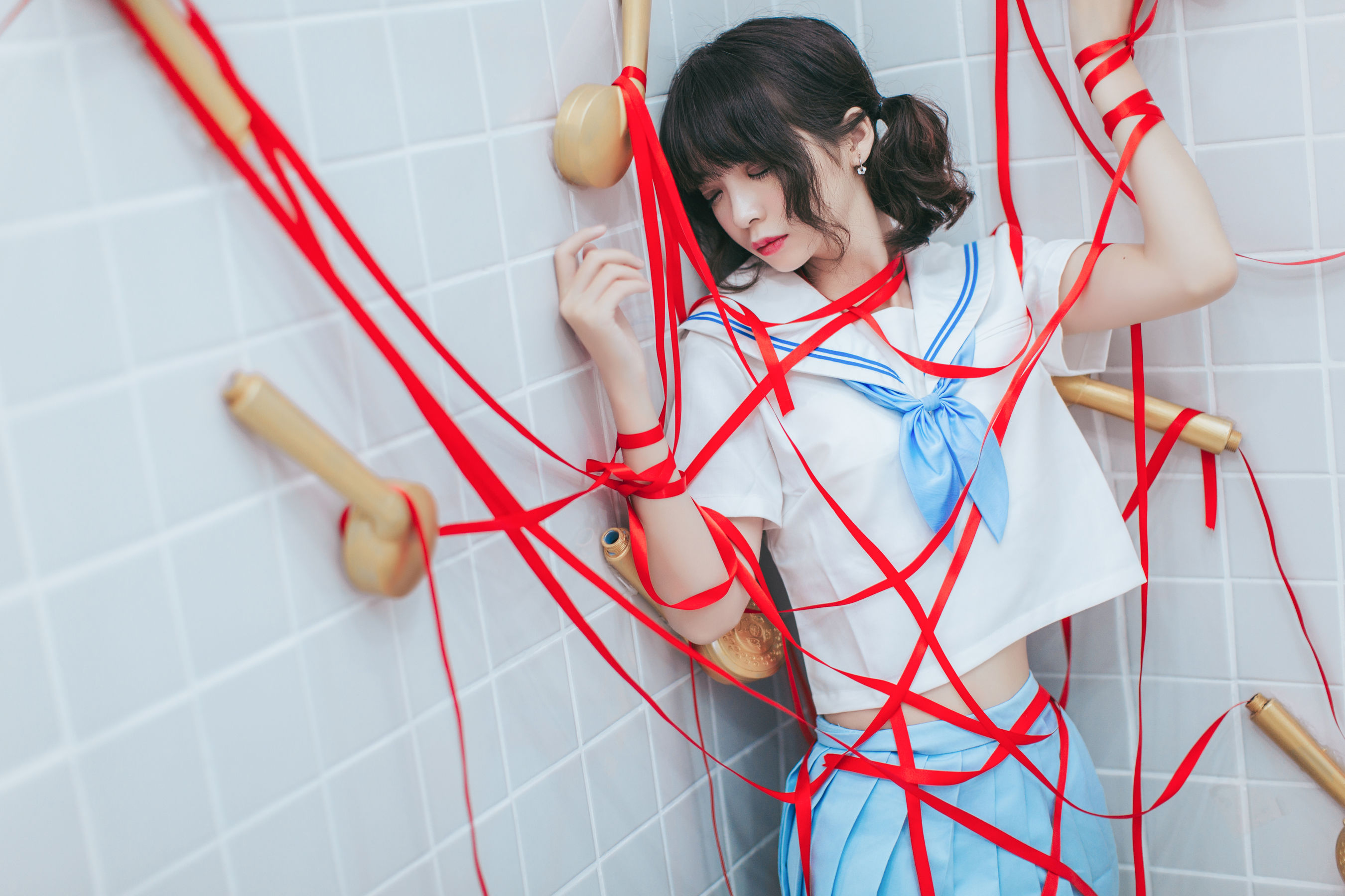 [Cosplay写真] 疯猫ss - 浴室JK