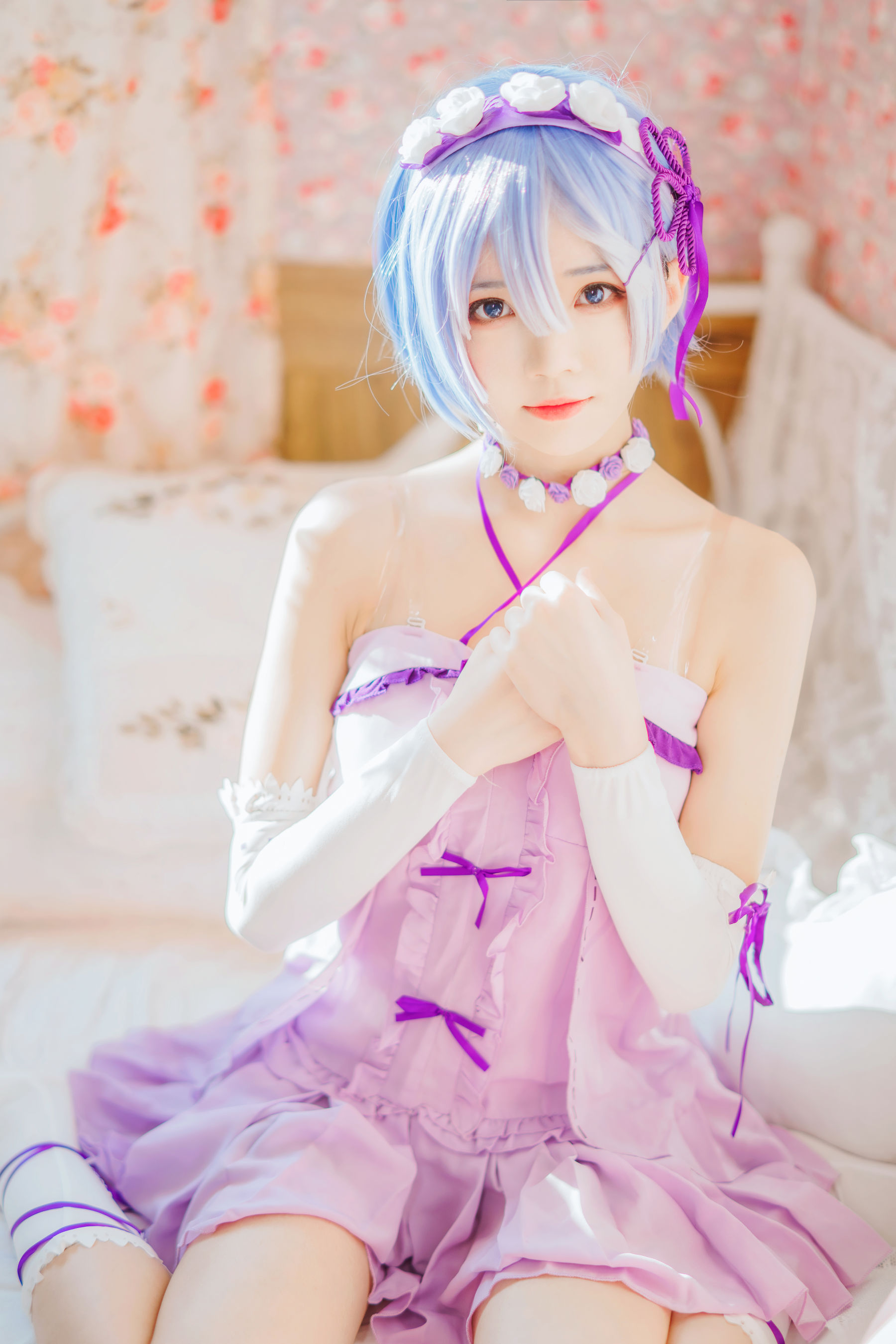 [Cosplay写真] 桜桃喵 - 蕾姆小睡裙